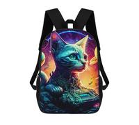 sinyumoney Zaino Scolastico Per Bambini Stampato in 3D Galactic Cat Explorer Zaino Per Bambini Ad Alta Capacità, Zaino Da Viaggio Alla Moda, Borsa Scolastica Per Bambini, Zaino Casual 17inch