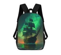 sinyumoney Zaino Scolastico Per Bambini Stampato in 3D Ghost Ship in Aurora Borealis Zaini Per Libri Zaini Casual Da Viaggio Zaini Da Giorno Di Grande Capacità Per Ragazzi 17inch