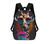 sinyumoney Zaino Scolastico Per Bambini Stampato in 3D Giraffe with Colorful Drink Borse Per Libri Borse Scolastiche Da Viaggio Ad Alta Capacità Per Bambini/studenti/adulti 17inch