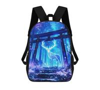 sinyumoney Zaino Scolastico Per Bambini Stampato in 3D Glowing Deer in Forest Shrine Borse Per Libri Borse Scolastiche Da Viaggio Ad Alta Capacità Per Bambini/studenti/adulti 17inch