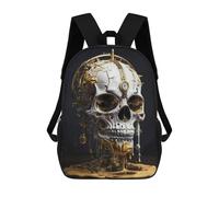 sinyumoney Zaino Scolastico Per Bambini Stampato in 3D Gold Skull Time Melt Borse Per Libri Borse Scolastiche Da Viaggio Ad Alta Capacità Per Bambini/studenti/adulti 17inch