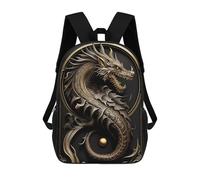 sinyumoney Zaino Scolastico Per Bambini Stampato in 3D Golden Dragon Artwork Borsa Scolastica Per Bambini, Zaini Da Viaggio, Borse Per Libri Alla Moda, Zaino Di Grande Capacità 17inch