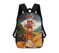 sinyumoney Zaino Scolastico Per Bambini Stampato in 3D Golden Gate Moonlit Journey Zaino Per Bambini Ad Alta Capacità, Zaini Da Viaggio, Borse Per Libri, Zaino Scolastico Per Bambini 17inch