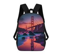 sinyumoney Zaino Scolastico Per Bambini Stampato in 3D Golden Gate Reflections Zaini Per Libri Zaini Casual Da Viaggio Zaini Da Giorno Di Grande Capacità Per Ragazzi 17inch