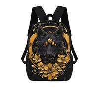 sinyumoney Zaino Scolastico Per Bambini Stampato in 3D Golden Wolf Portrait Borse Per Libri Borse Scolastiche Da Viaggio Ad Alta Capacità Per Bambini/studenti/adulti 17inch