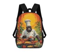 sinyumoney Zaino Scolastico Per Bambini Stampato in 3D Gorilla Cooking Kitchen Zaino Per Bambini Ad Alta Capacità, Zaini Da Viaggio, Borse Per Libri, Zaino Scolastico Per Bambini 17inch