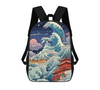sinyumoney Zaino Scolastico Per Bambini Stampato in 3D Great Wave, Japanese Style Zaini Per Libri Zaini Casual Da Viaggio Zaini Da Giorno Di Grande Capacità Per Ragazzi 17inch