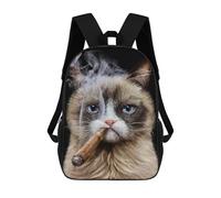 sinyumoney Zaino Scolastico Per Bambini Stampato in 3D Grumpy Cat with Cigar Zaini Alla Moda Casual Zaini Per Bambini Zaino Casual Da Esterno Borse Da Viaggio Carine 17inch