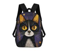 sinyumoney Zaino Scolastico Per Bambini Stampato in 3D Happy Black And White Cat Borse Per Libri Borse Scolastiche Da Viaggio Ad Alta Capacità Per Bambini/studenti/adulti 17inch