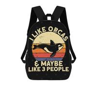 sinyumoney Zaino Scolastico Per Bambini Stampato in 3D I Like Orcas And Maybe Zaino Per Bambini Ad Alta Capacità, Zaino Da Viaggio Alla Moda, Borsa Scolastica Per Bambini, Zaino Casual 17inch