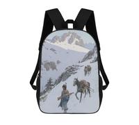 sinyumoney Zaino Scolastico Per Bambini Stampato in 3D Indian Hunters In Snow Borse Per Libri Borse Scolastiche Da Viaggio Ad Alta Capacità Per Bambini/studenti/adulti 17inch