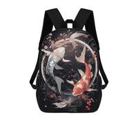 sinyumoney Zaino Scolastico Per Bambini Stampato in 3D Japanese Koi Ying Yang Borse Per Libri Borse Scolastiche Da Viaggio Ad Alta Capacità Per Bambini/studenti/adulti 17inch