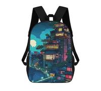 sinyumoney Zaino Scolastico Per Bambini Stampato in 3D Japanese Town at Night Digital Art Borsa Scolastica Per Bambini, Zaini Da Viaggio, Borse Per Libri Alla Moda, Zaino Di Grande Capacità 17inch