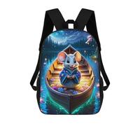 sinyumoney Zaino Scolastico Per Bambini Stampato in 3D Magical Mouse in Moonlit Boat Borse Per Libri Borse Scolastiche Da Viaggio Ad Alta Capacità Per Bambini/studenti/adulti 17inch