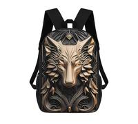 sinyumoney Zaino Scolastico Per Bambini Stampato in 3D Majestic Golden King Wolf Zaino Per Bambini Ad Alta Capacità, Zaini Da Viaggio, Borse Per Libri, Zaino Scolastico Per Bambini 17inch