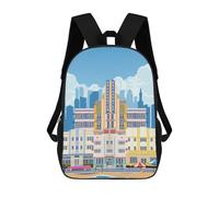 sinyumoney Zaino Scolastico Per Bambini Stampato in 3D Miami Beach Travel Print Borsa Scolastica Per Bambini, Zaini Da Viaggio, Borse Per Libri Alla Moda, Zaino Di Grande Capacità 17inch