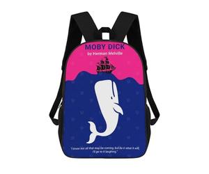 sinyumoney Zaino Scolastico Per Bambini Stampato in 3D Moby Dick Minimalist Book Cover Zaini Per Libri Zaini Casual Da Viaggio Zaini Da Giorno Di Grande Capacità Per Ragazzi 17inch