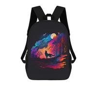 sinyumoney Zaino Scolastico Per Bambini Stampato in 3D Moonlit Wolf Silhouette Zaini Per Libri Zaini Casual Da Viaggio Zaini Da Giorno Di Grande Capacità Per Ragazzi 17inch