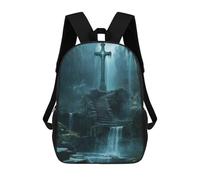 sinyumoney Zaino scolastico per bambini stampato in 3D Mystical Tree with Fire Ring Zaini, Zaini da viaggio casual, grande zaino da giorno per ragazzi, Mistico Stone Cross, 17"