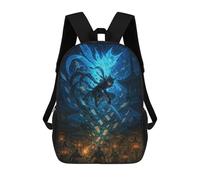 sinyumoney Zaino scolastico per bambini stampato in 3D Mystical Tree with Fire Ring Zaini, Zaini da viaggio casual, grande zaino da giorno per ragazzi, Mistico Ninja Battle In Asian Village, 17"