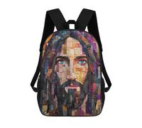 sinyumoney Zaino scolastico per bambini stampato in 3D Mystical Tree with Fire Ring Zaini, Zaini da viaggio casual, grande zaino da giorno per ragazzi, Mosaico Gesù Ritratto, 17"