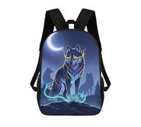 sinyumoney Zaino Scolastico Per Bambini Stampato in 3D Mystical Wolf Pack Under Crescent Moon Zaino Da Viaggio Ad Alta Capacità Borse Per Libri Alla Moda Zaini Casual Per Bambini Per La Scuola 17inch