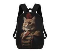 sinyumoney Zaino Scolastico Per Bambini Stampato in 3D Napoleon Orange Tabby Cat Borse Per Libri Borse Scolastiche Da Viaggio Ad Alta Capacità Per Bambini/studenti/adulti 17inch