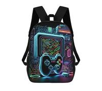 sinyumoney Zaino Scolastico Per Bambini Stampato in 3D Neon Gaming Console Artwork Zaino Sportivo Per Ragazzi E Ragazze Zaino Alla Moda 17inch