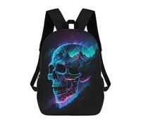 sinyumoney Zaino Scolastico Per Bambini Stampato in 3D Neon Skull Landscape Artwork Zaini Per Libri Zaini Casual Da Viaggio Zaini Da Giorno Di Grande Capacità Per Ragazzi 17inch