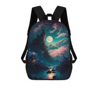 sinyumoney Zaino Scolastico Per Bambini Stampato in 3D Night Moonlit Sakura Valley Zaini Per Libri Zaini Casual Da Viaggio Zaini Da Giorno Di Grande Capacità Per Ragazzi 17inch