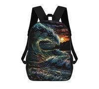 sinyumoney Zaino Scolastico Per Bambini Stampato in 3D Ocean Wave Sunset-3 Zaino Sportivo Per Ragazzi E Ragazze Zaino Alla Moda 17inch