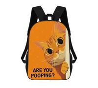 sinyumoney Zaino Scolastico Per Bambini Stampato in 3D Orange Cat Are You Pooping Zaini Per Libri Zaini Casual Da Viaggio Zaini Da Giorno Di Grande Capacità Per Ragazzi 17inch
