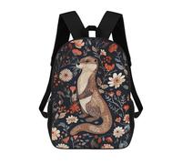 sinyumoney Zaino Scolastico Per Bambini Stampato in 3D Otter in Floral Pattern Zaini Alla Moda Casual Zaini Per Bambini Zaino Casual Da Esterno Borse Da Viaggio Carine 17inch