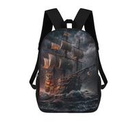 sinyumoney Zaino Scolastico Per Bambini Stampato in 3D Pirate Ship Storm Borsa Scolastica Per Bambini, Zaini Da Viaggio, Borse Per Libri Alla Moda, Zaino Di Grande Capacità 17inch