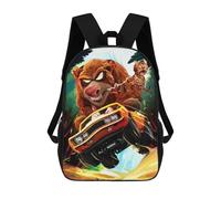 sinyumoney Zaino Scolastico Per Bambini Stampato in 3D Rushing Psycho Bear Zaino Per Bambini Ad Alta Capacità, Zaini Da Viaggio, Borse Per Libri, Zaino Scolastico Per Bambini 17inch
