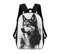 sinyumoney Zaino Scolastico Per Bambini Stampato in 3D Siberian Husky Black Ink Borse Per Libri Borse Scolastiche Da Viaggio Ad Alta Capacità Per Bambini/studenti/adulti 17inch