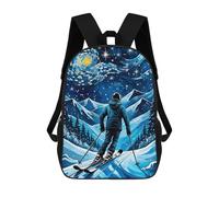 sinyumoney Zaino Scolastico Per Bambini Stampato in 3D Ski Starry Night Borse Per Libri Borse Scolastiche Da Viaggio Ad Alta Capacità Per Bambini/studenti/adulti 17inch