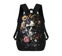 sinyumoney Zaino Scolastico Per Bambini Stampato in 3D Skull And Flower Borsa Scolastica Per Bambini, Zaini Da Viaggio, Borse Per Libri Alla Moda, Zaino Di Grande Capacità 17inch
