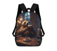 sinyumoney Zaino Scolastico Per Bambini Stampato in 3D Sloth Drinking Beer Bar Zaino Per Bambini Ad Alta Capacità, Zaino Da Viaggio Alla Moda, Borsa Scolastica Per Bambini, Zaino Casual 17inch