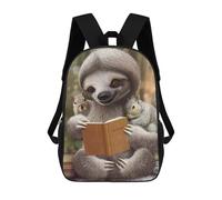 sinyumoney Zaino Scolastico Per Bambini Stampato in 3D SLOTH READ BOOKS Zaino Per Bambini Ad Alta Capacità, Zaino Da Viaggio Alla Moda, Borsa Scolastica Per Bambini, Zaino Casual 17inch
