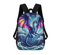 sinyumoney Zaino Scolastico Per Bambini Stampato in 3D Stained Glass Dragon Over Ocean Borse Per Libri Borse Scolastiche Da Viaggio Ad Alta Capacità Per Bambini/studenti/adulti 17inch