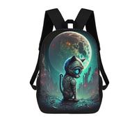sinyumoney Zaino Scolastico Per Bambini Stampato in 3D Steampunk Cat Moon-3 Zaini Alla Moda Casual Zaini Per Bambini Zaino Casual Da Esterno Borse Da Viaggio Carine 17inch