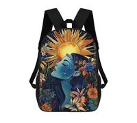 sinyumoney Zaino Scolastico Per Bambini Stampato in 3D Sun & Flower Woman Borsa Scolastica Per Bambini, Zaini Da Viaggio, Borse Per Libri Alla Moda, Zaino Di Grande Capacità 17inch