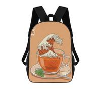 sinyumoney Zaino Scolastico Per Bambini Stampato in 3D Tea The Great Wave Borsa Scolastica Per Bambini, Zaini Da Viaggio, Borse Per Libri Alla Moda, Zaino Di Grande Capacità 17inch