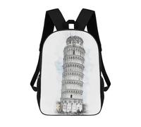 sinyumoney Zaino Scolastico Per Bambini Stampato in 3D The Leaning Tower of Pisa Borse Per Libri Borse Scolastiche Da Viaggio Ad Alta Capacità Per Bambini/studenti/adulti 17inch
