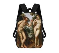 sinyumoney Zaino scolastico per bambini stampato in 3D The Starry Night Duck Zaino sportivo per ragazzi e ragazze, zaino alla moda, Adamo e Eva Rubens, 17"