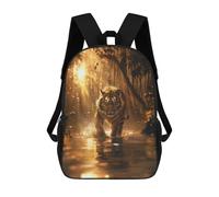sinyumoney Zaino Scolastico Per Bambini Stampato in 3D Tiger in Golden Forest Zaini Per Libri Zaini Casual Da Viaggio Zaini Da Giorno Di Grande Capacità Per Ragazzi 17inch