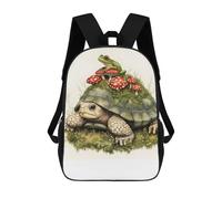 sinyumoney Zaino Scolastico Per Bambini Stampato in 3D Turtle And Frog with Mushrooms Zaino Sportivo Per Ragazzi E Ragazze Zaino Alla Moda 17inch