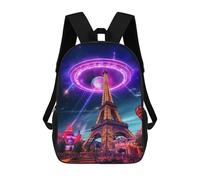 sinyumoney Zaino Scolastico Per Bambini Stampato in 3D UFO Over Eiffel Tower Borse Per Libri Borse Scolastiche Da Viaggio Ad Alta Capacità Per Bambini/studenti/adulti 17inch