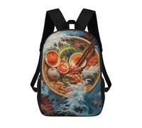 sinyumoney Zaino Scolastico Per Bambini Stampato in 3D Wave Off Kanagawa Ramen Borse Per Libri Borse Scolastiche Da Viaggio Ad Alta Capacità Per Bambini/studenti/adulti 17inch